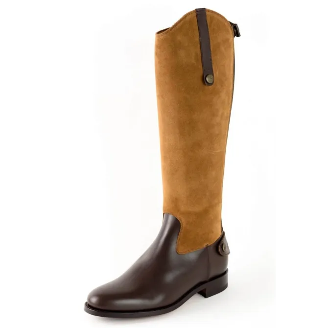 Botte femme cuir bicolore élégante - Bottes moto sur mesure