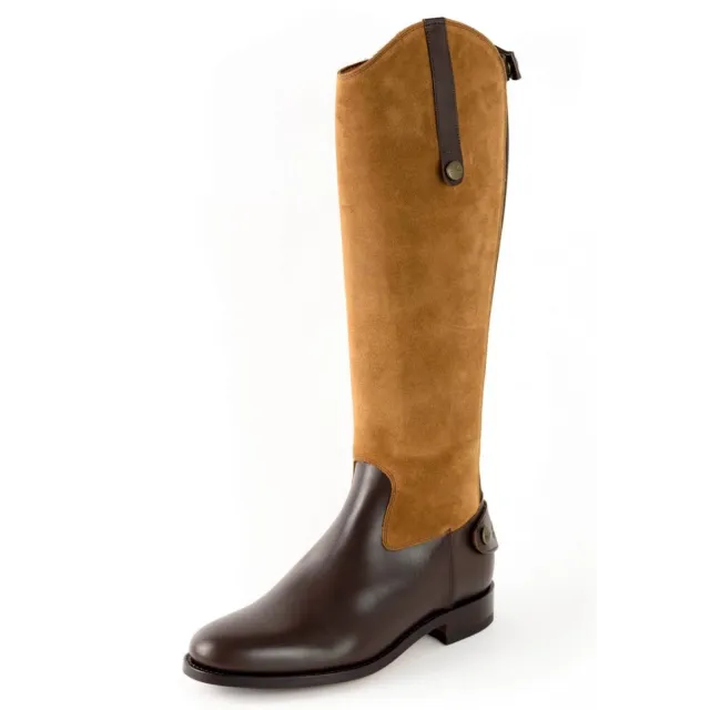 Botte femme cuir bicolore élégante - Bottes moto sur mesure