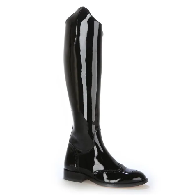 Bottes sur mesure en cuir verni noir - Bottes cavalières sur mesure