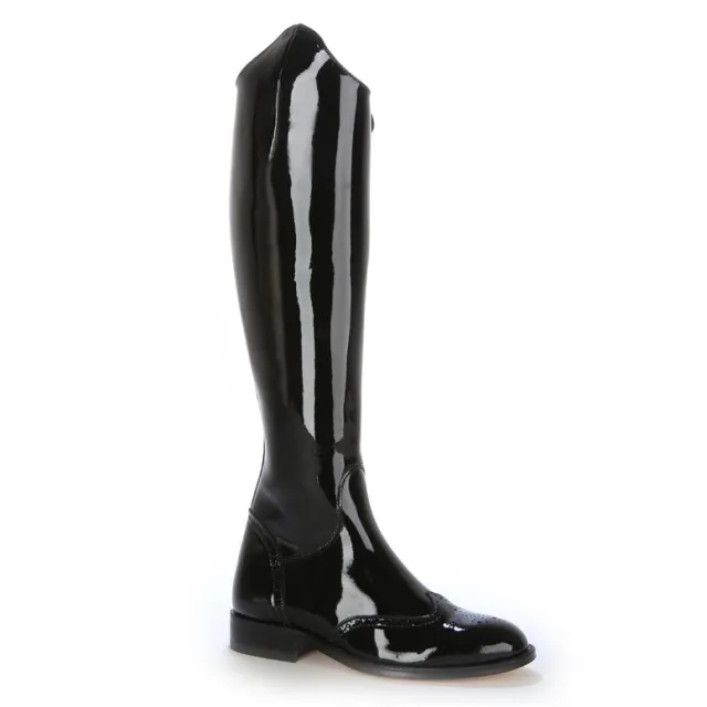 Bottes sur mesure en cuir verni noir - Bottes cavalières sur mesure
