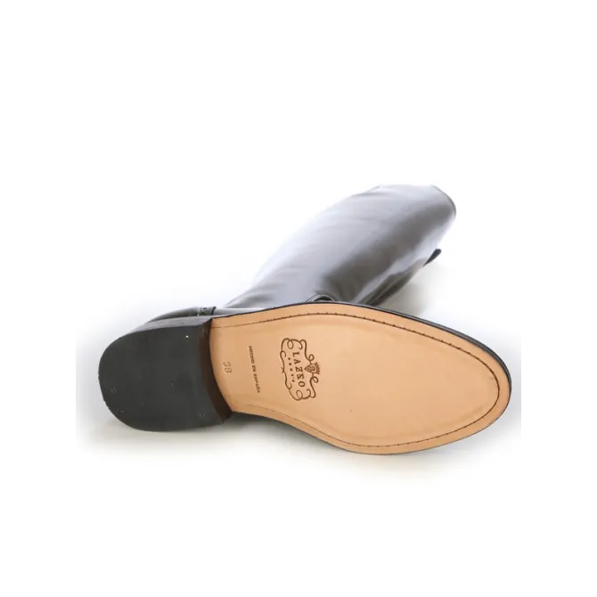 Bottes sur mesure en cuir verni noir - Bottes cavalières sur mesure