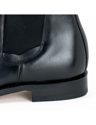 Boots chelsea cuir noir artisanales - Bottines femme artisanales