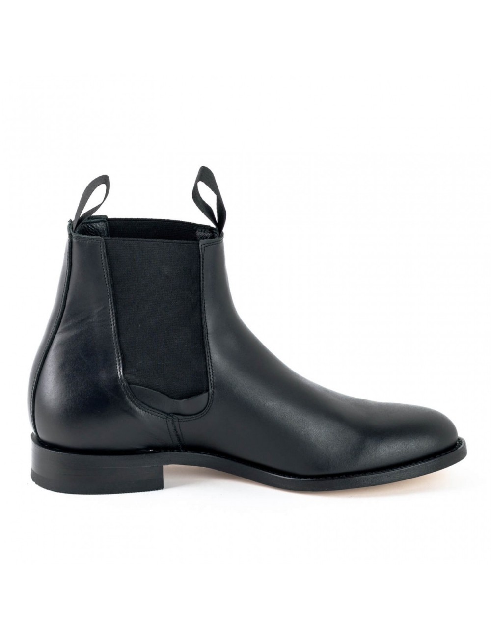 Boots chelsea cuir noir artisanales - Bottines femme artisanales