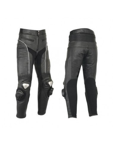 Pantalon moto cuir noir haute protection - Pantalon moto en cuir artisanal