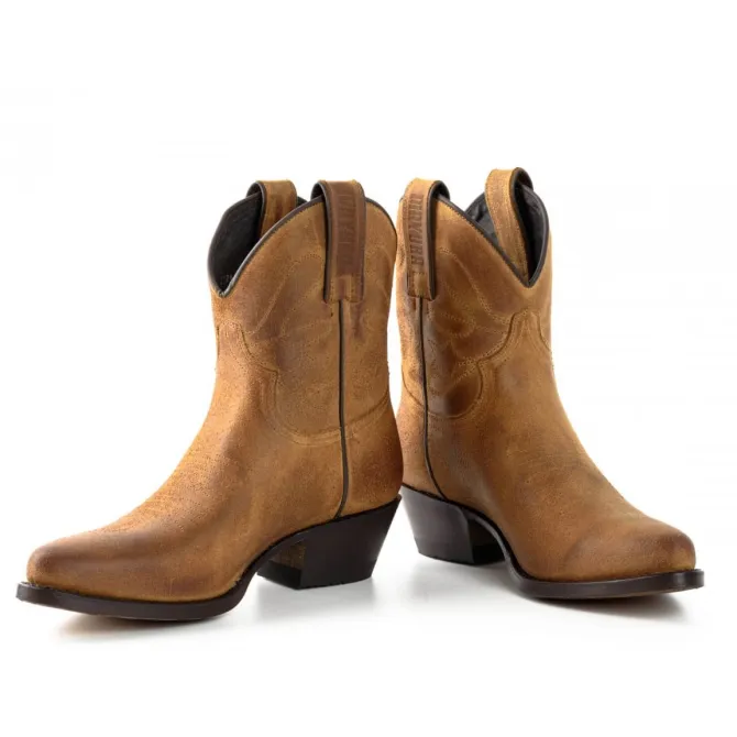 Bottines santiag femme cuir marron - Bottines femme artisanales