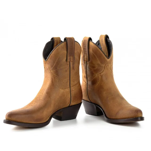 Bottines santiag femme cuir marron - Bottines femme artisanales