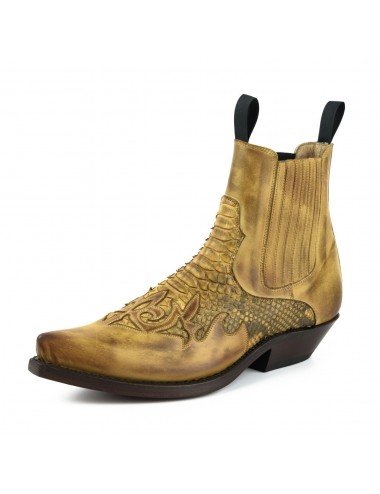 Boots santiags homme cuir et serpent bordeaux - Bottines cowboy artisanales