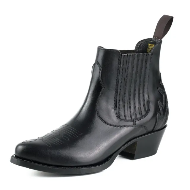 Bottines cowboy cuir noir - Bottines femme artisanales