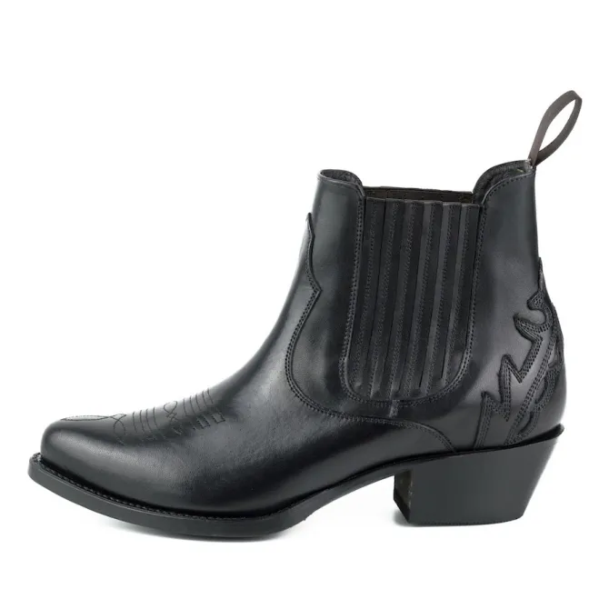 Bottines cowboy cuir noir - Bottines femme artisanales