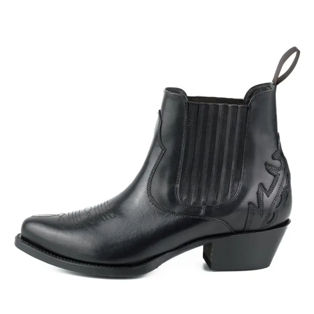 Bottines cowboy cuir noir - Bottines femme artisanales