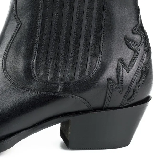 Bottines cowboy cuir noir - Bottines femme artisanales