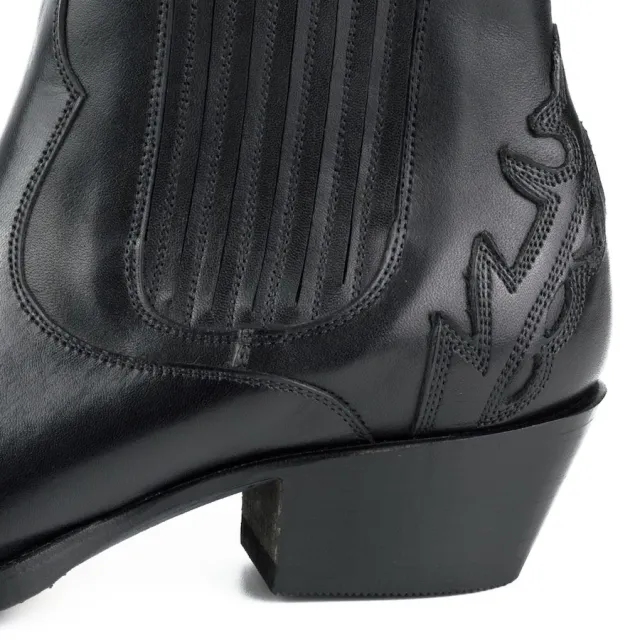 Bottines cowboy cuir noir - Bottines femme artisanales