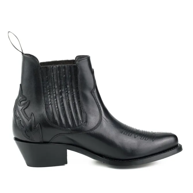 Bottines cowboy cuir noir - Bottines femme artisanales