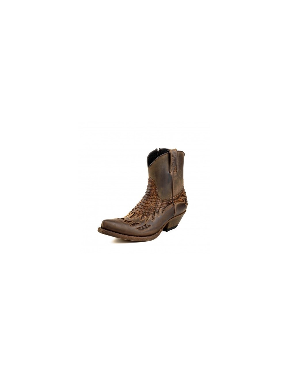 Boots santiags cuir et serpent naturel - Bottines cowboy artisanales