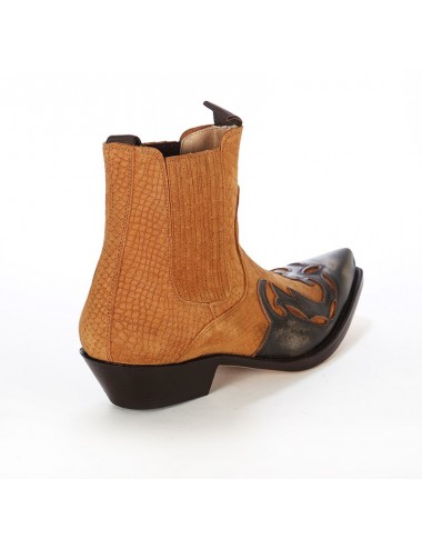 Boots santiags homme cuir camel - Bottines cowboy artisanales