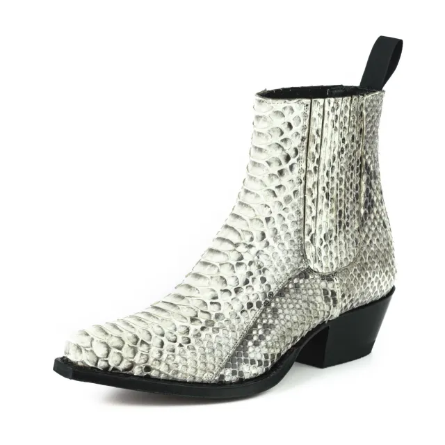 Bottines cowboy femme serpent blanc - Bottines cowboy artisanales