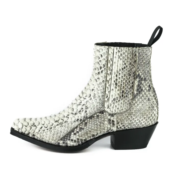 Bottines cowboy femme serpent blanc - Bottines cowboy artisanales