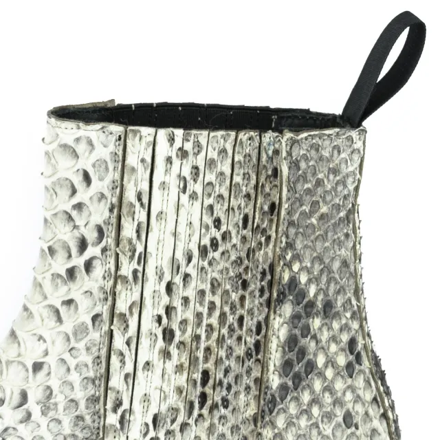 Bottines cowboy femme serpent blanc - Bottines cowboy artisanales