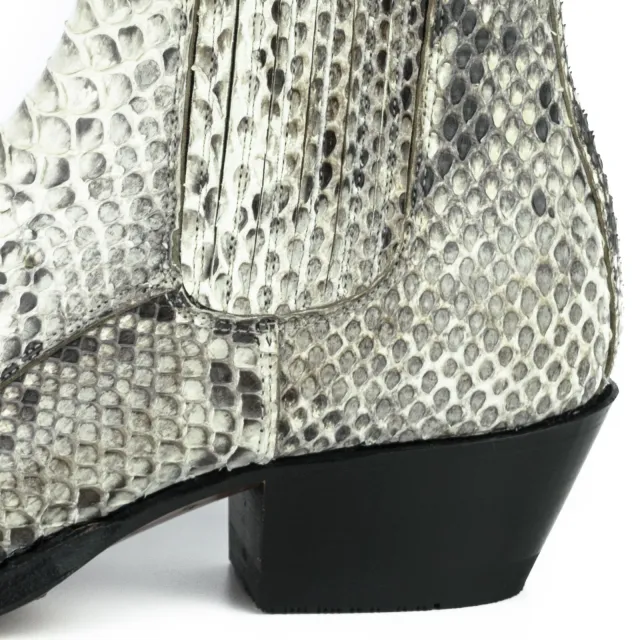 Bottines cowboy femme serpent blanc - Bottines cowboy artisanales
