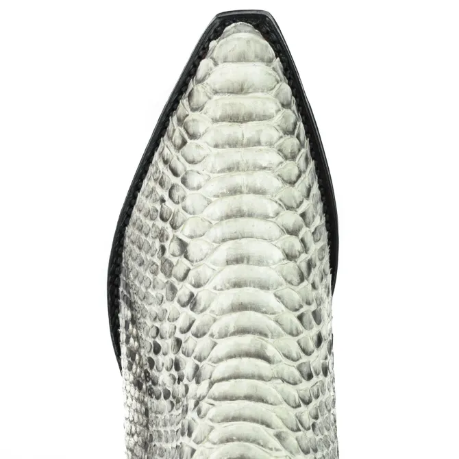 Bottines cowboy femme serpent blanc - Bottines cowboy artisanales