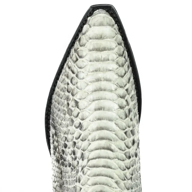 Bottines cowboy femme serpent blanc - Bottines cowboy artisanales