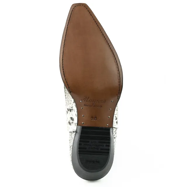 Bottines cowboy femme serpent blanc - Bottines cowboy artisanales