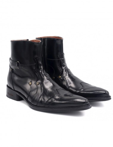 Bottines homme pointues cuir glacé - Bottines hommes artisanales