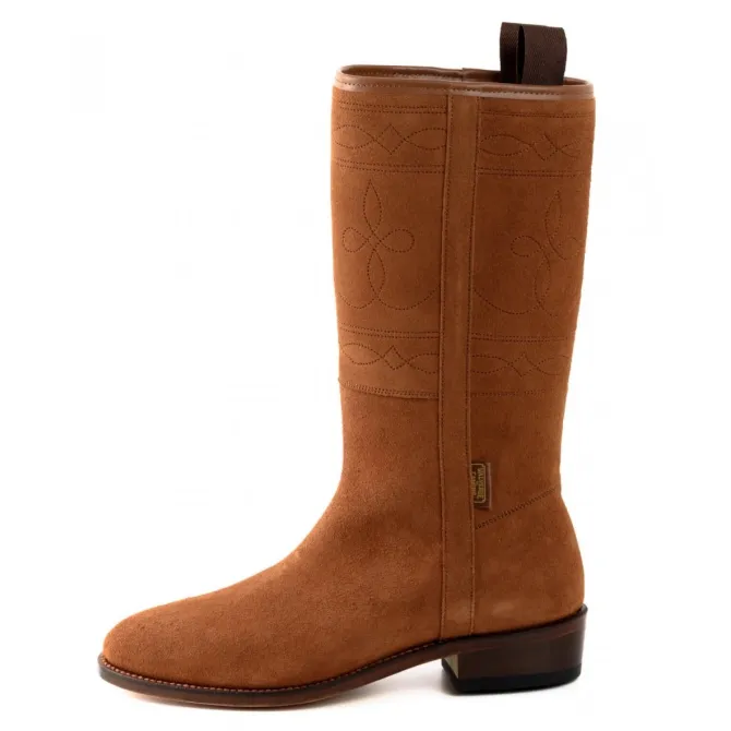 Bottes mi mollet cuir camel - Bottes moto sur mesure