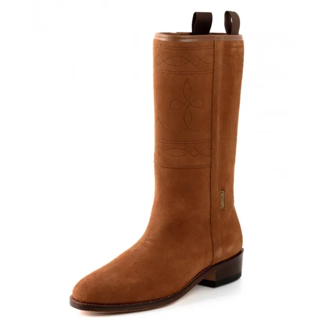 Bottes mi mollet cuir camel - Bottes moto sur mesure