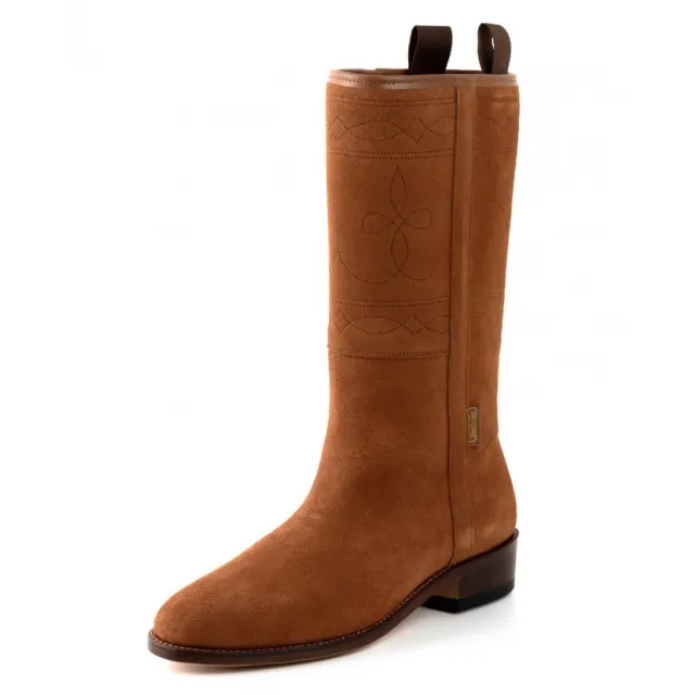 Bottes mi mollet cuir camel - Bottes moto sur mesure