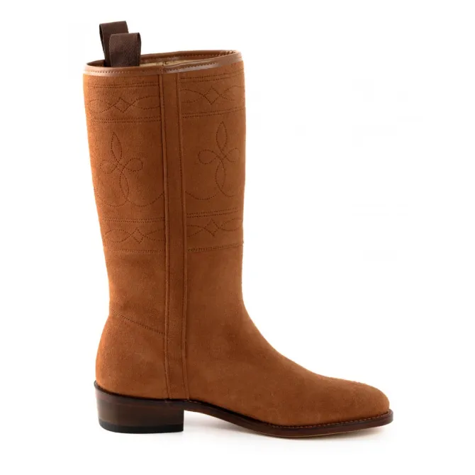 Bottes mi mollet cuir camel - Bottes moto sur mesure