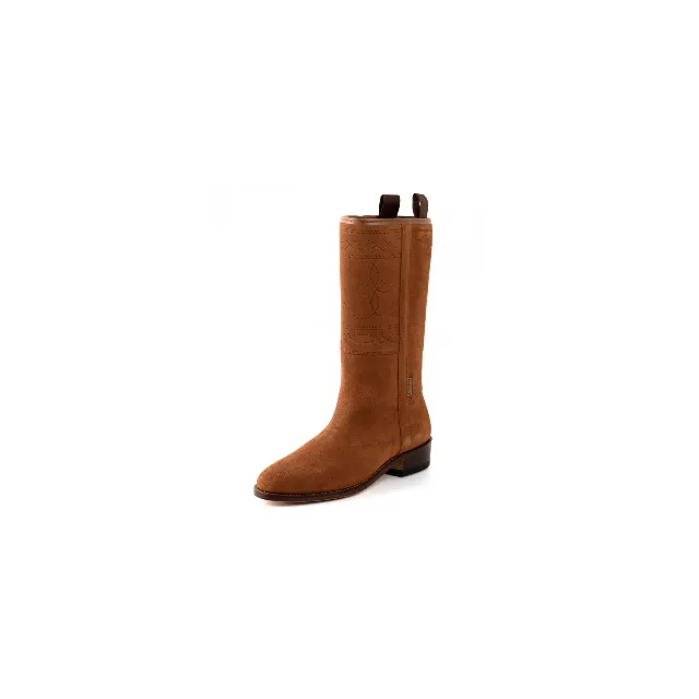 Bottes mi mollet cuir camel - Bottes moto sur mesure