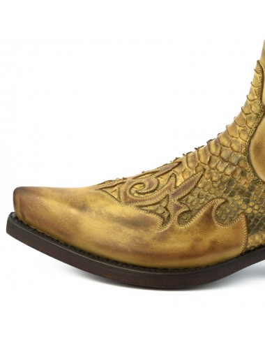 Boots cowboy homme cuir et serpent camel - Bottines hommes artisanales