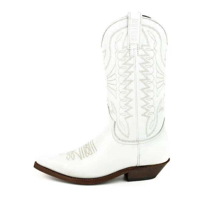 Santiags blanches en cuir - Bottes santiag et country artisanales