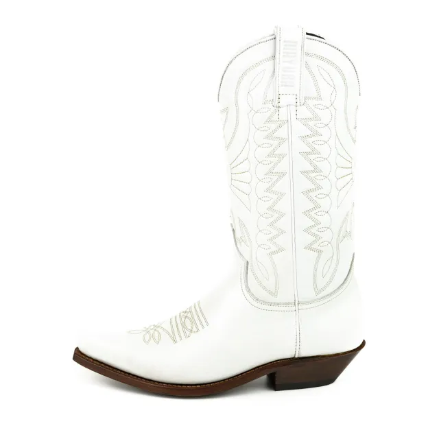 Santiags blanches en cuir - Bottes santiag et country artisanales