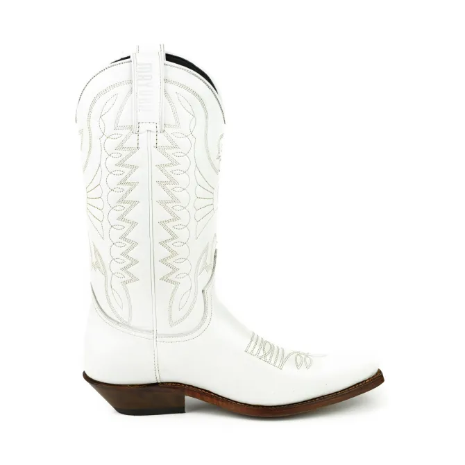 Santiags blanches en cuir - Bottes santiag et country artisanales