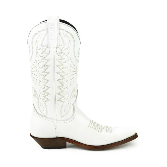 Santiags blanches en cuir - Bottes santiag et country artisanales