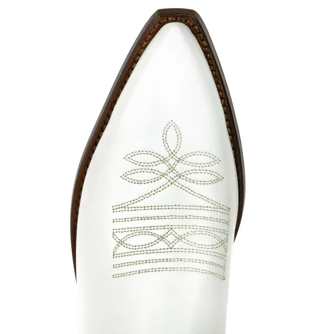 Santiags blanches en cuir - Bottes santiag et country artisanales