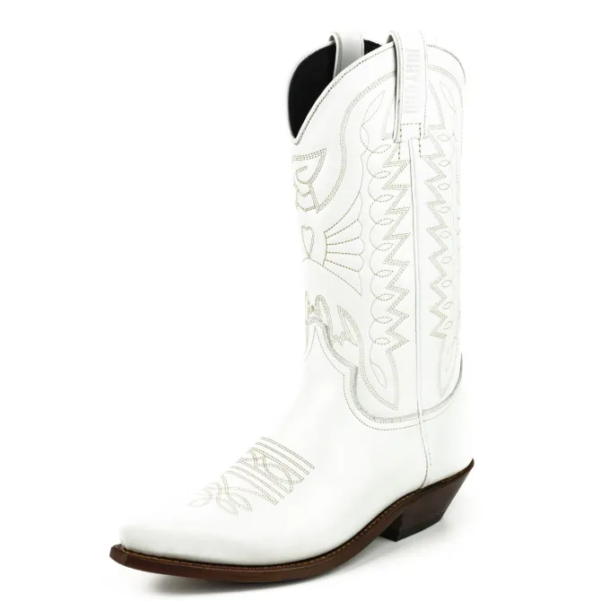 Santiags blanches en cuir - Bottes santiag et country artisanales