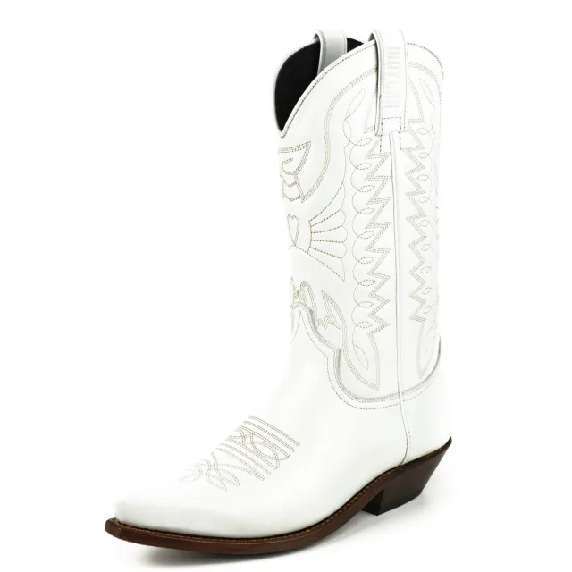 Santiags blanches en cuir - Bottes santiag et country artisanales