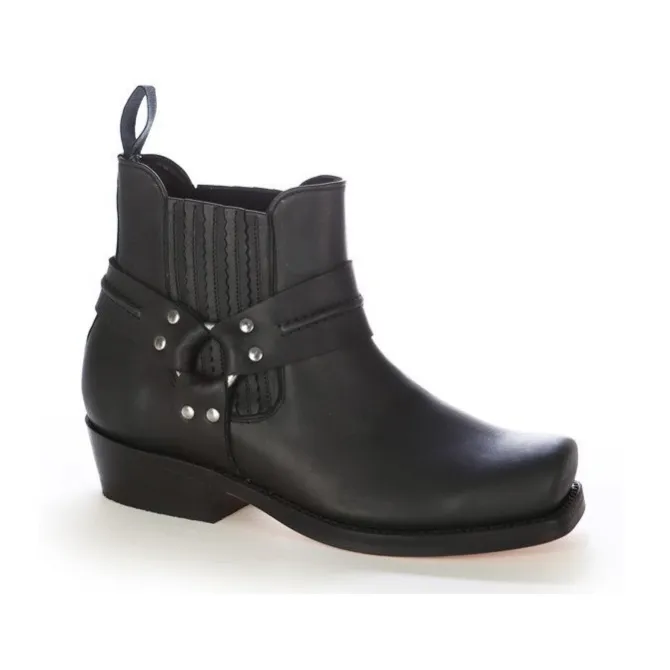 Boots western cuir marron bout carré - Boots bikers & rangers artisanales