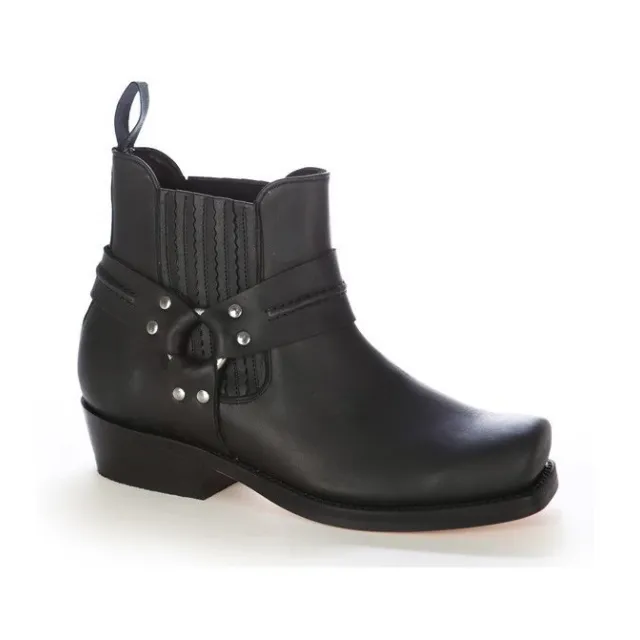 Boots western cuir marron bout carré - Boots bikers & rangers artisanales