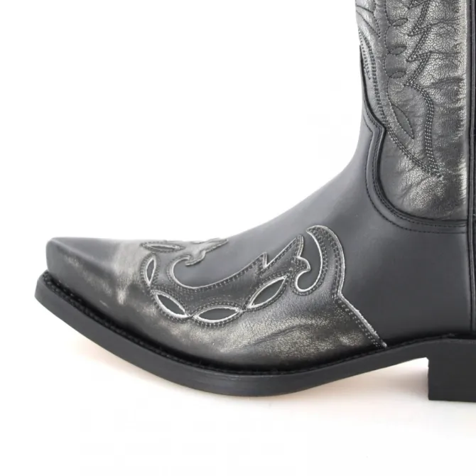 Santiag mexicaine cuir noir et argent - Bottes santiag et country