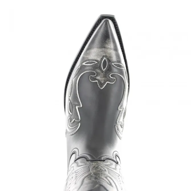 Santiag mexicaine cuir noir et argent - Bottes santiag et country