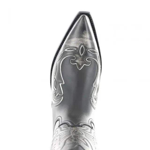 Santiag mexicaine cuir noir et argent - Bottes santiag et country