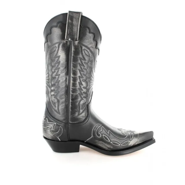 Santiag mexicaine cuir noir et argent - Bottes santiag et country