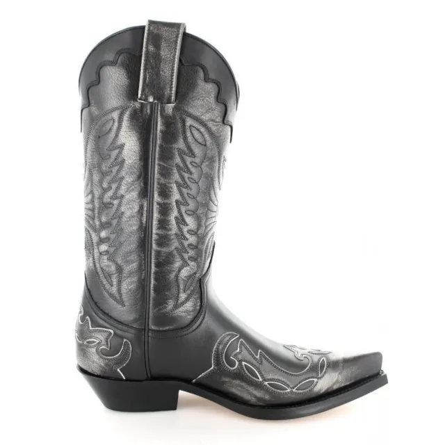 Santiag mexicaine cuir noir et argent - Bottes santiag et country
