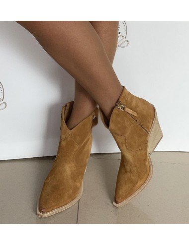 Bottines cowboy daim camel femme - Accessoires pour chaussures