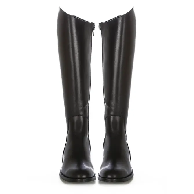 Bottes cavalières cuir noir femme - Bottes moto sur mesure