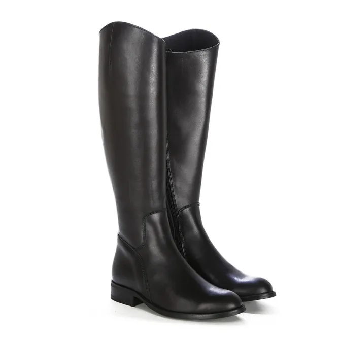 Bottes cavalières cuir noir femme - Bottes moto sur mesure